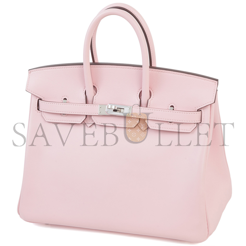 H**mes birkin 25 swift leather 3q cherry blossom silver buckle h049362ck3q (25*20*13cm)